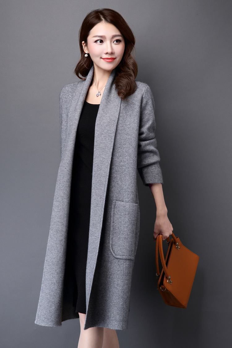 原文: 雑誌掲載 ■2018秋冬 高級感 ミンクカシミヤ100% ロングニットカーディガン ニット STORY VERY グレー