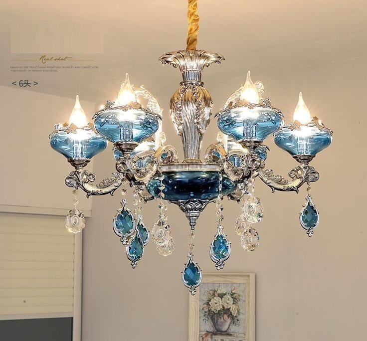 極美品 高級水晶ペンダントライト　洋風照明　シャンデリア　北欧デザイン シーリングライト 天井照明 6灯