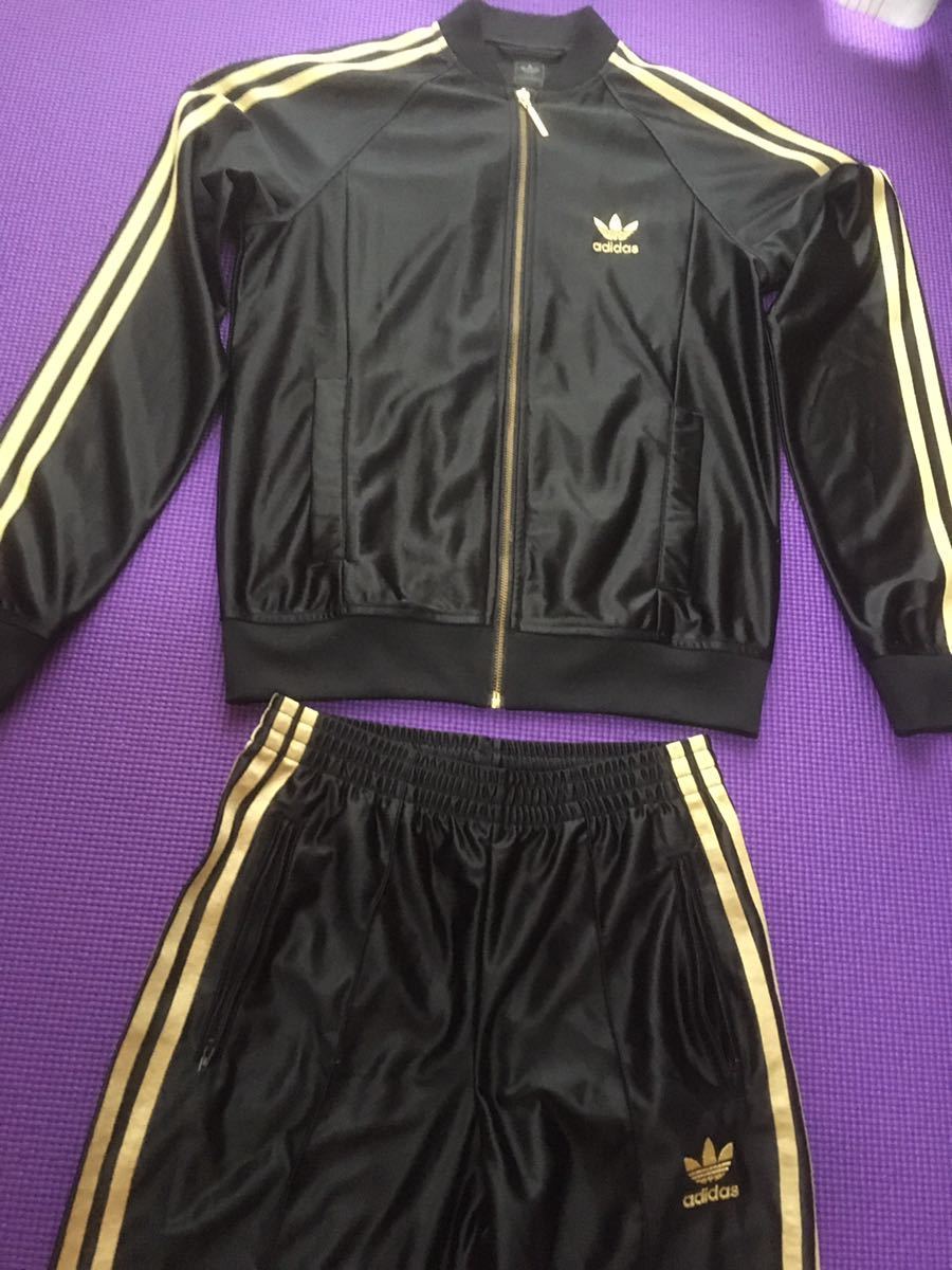 着払い アディダス ジャージ 上下 ブラック 黒金 セットアップ adidas