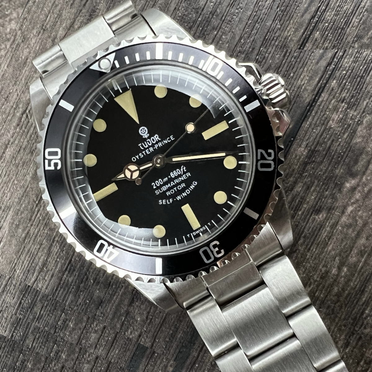 TUDOR ビンテージ 小薔薇サブマリーナ OH済み インナーサークル無し 7016/0 自動巻 プロト3連ブレス/予備5連＆3連リベット付 歩度良好！_画像2