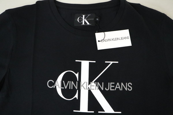 ＊お買い得新品 カルバンクライン ジーンズ Calvin Klein Jeans ロゴプリント 半袖 Tシャツ コットン サイズM(レディスXL)ブラック MCT1182_画像6