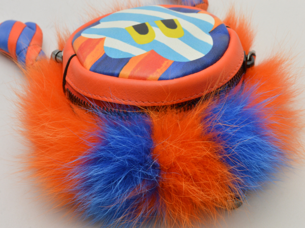  Fendi FENDI key holder / charm fur pouch 7AR549 orange × blue lady's su_p e_u F-YA597
