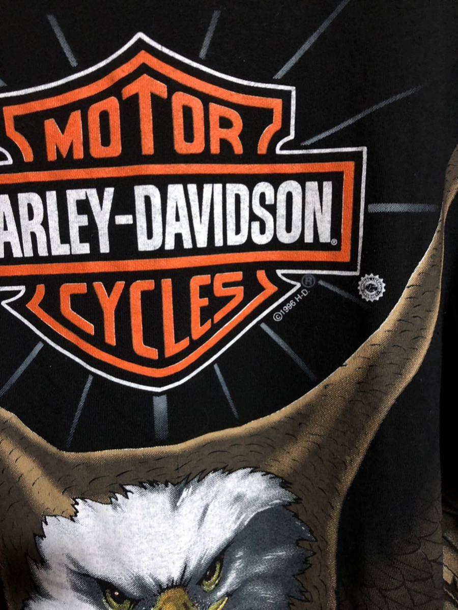 HARLEY DAVIDSON ハーレーダビッドソン ビンテージ ヴィンテージ Tシャツ 1996 鷹 鷲 大版 ビックプリント 美品 XL アメリカン バイクの画像2