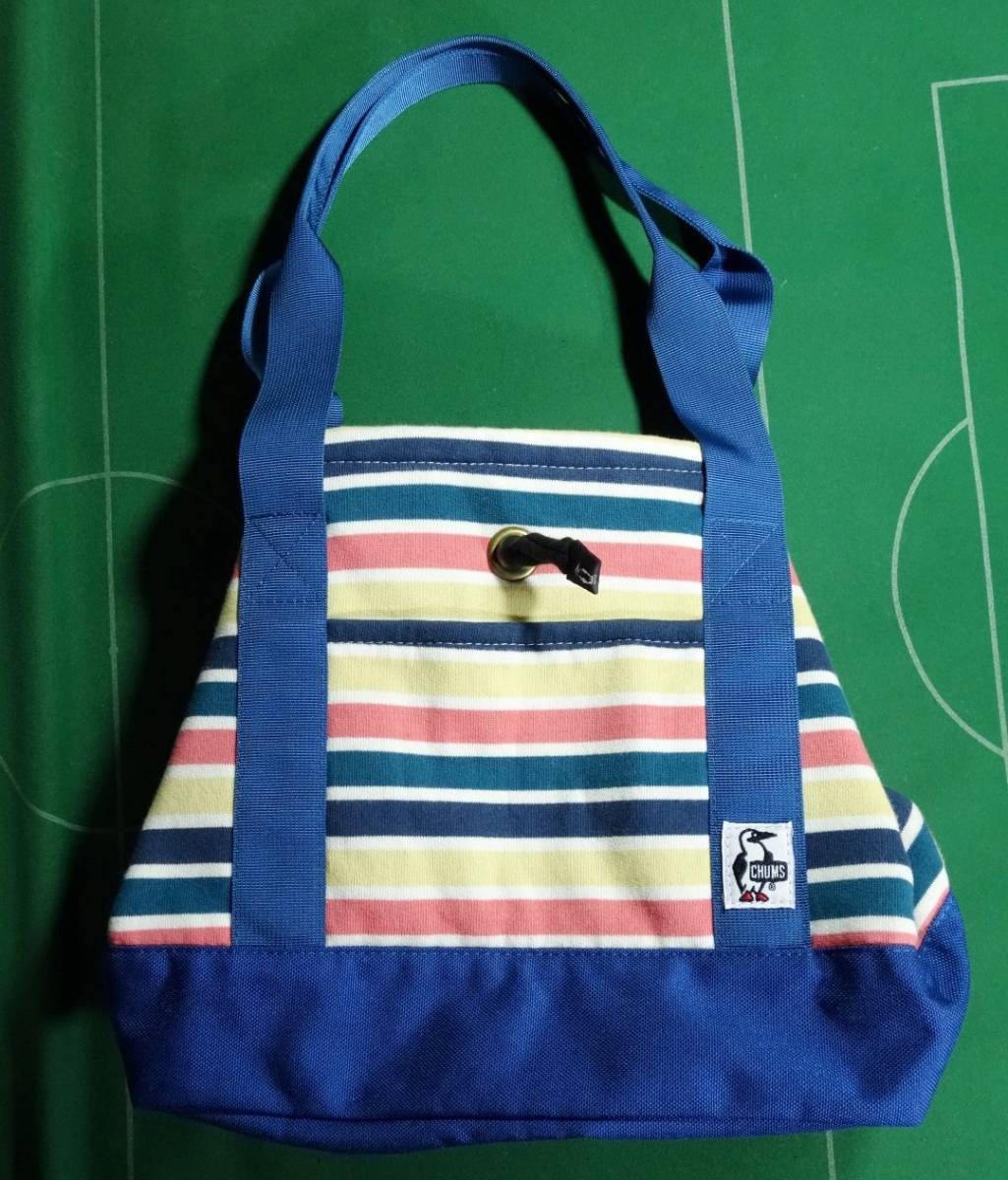 ^ Chums CHUMS tote bag sweat nylon M multicolor border beautiful goods!!!^