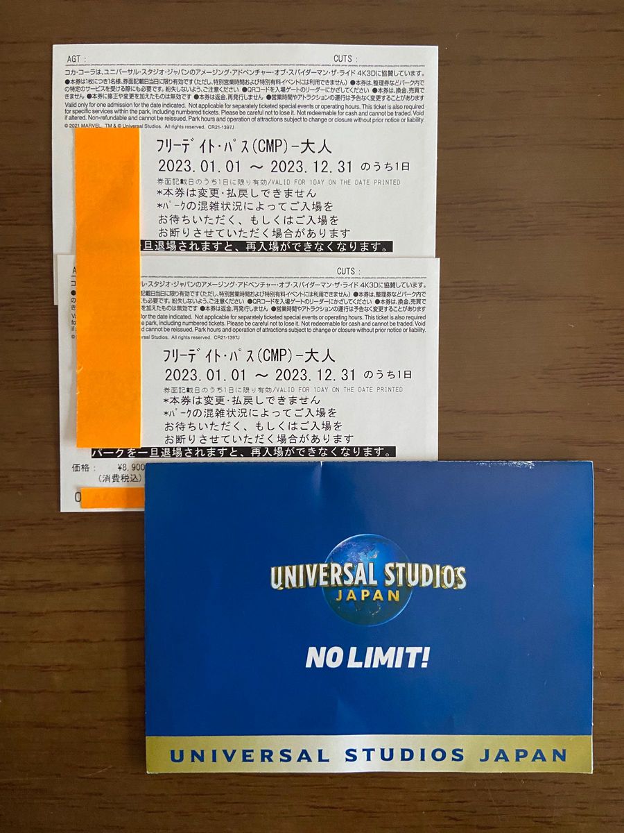 USJチケット フリーデイト・パス(CMP) 大人2枚(2023年12月31日まで