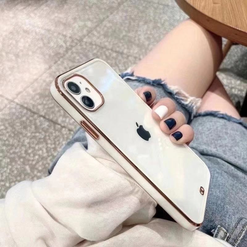 iPhone 12 クリアケース ゴールド ホワイト 耐衝撃 クリア お洒落 TPU 軽量 ケース シンプル アイフォン_画像1