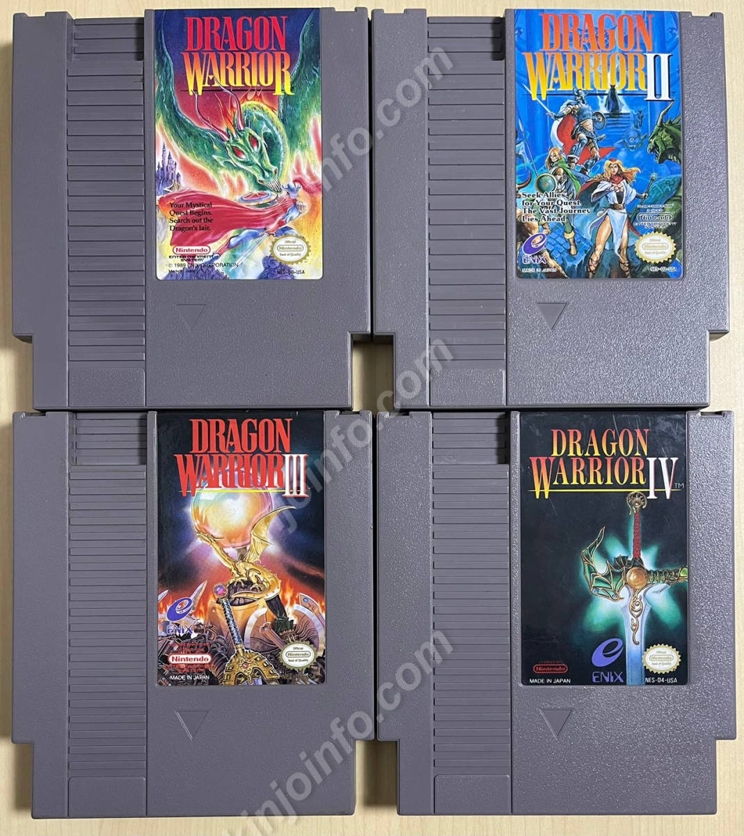 Dragon Warrior シリーズ４本セット（ドラゴンクエスト）【中古美品・NES北米版】