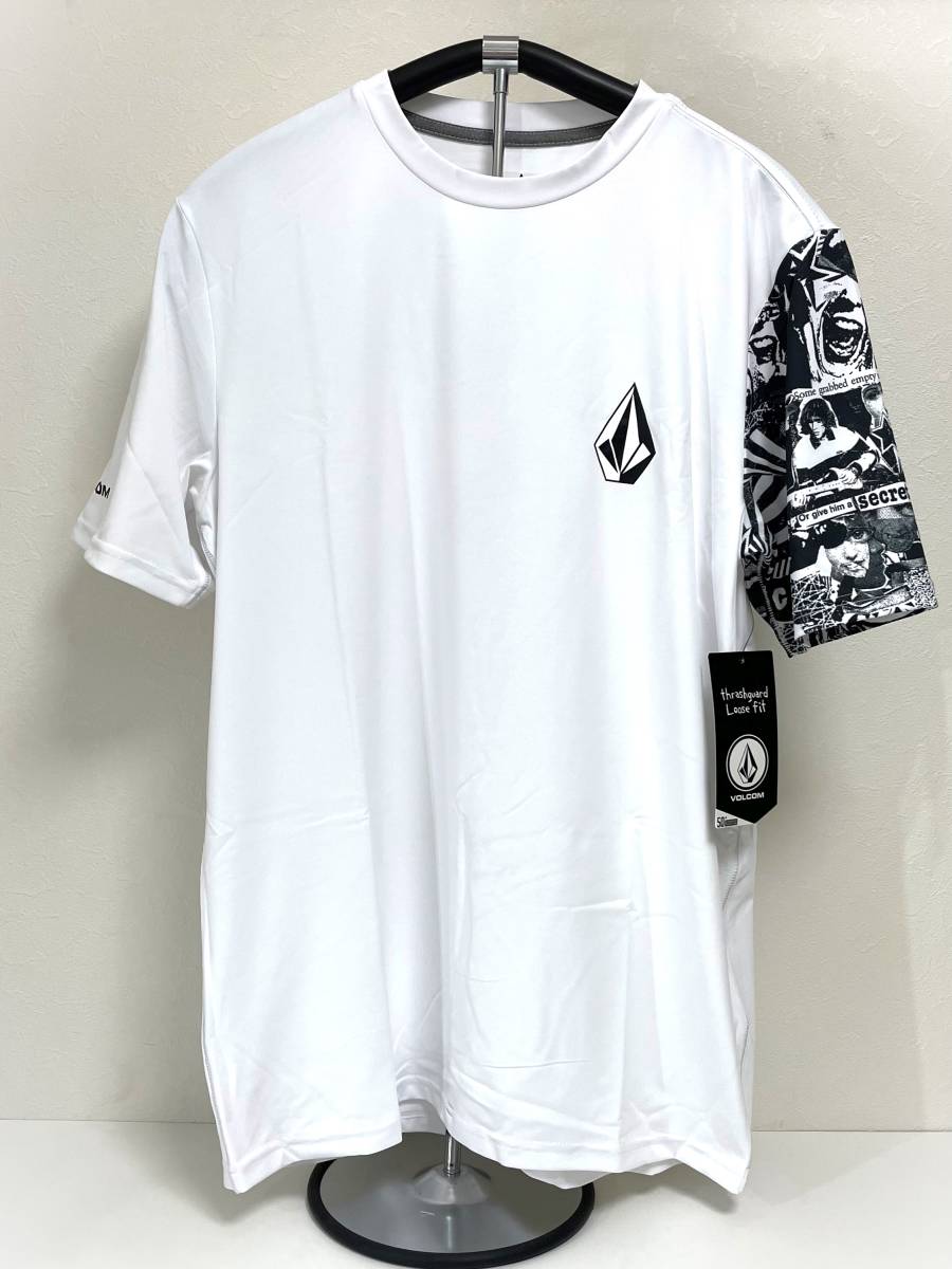 VOLCOM ボルコム A9112202WHT③ メンズ Lサイズ 半袖ラッシュガード サーフTシャツ ホワイト色 日焼け対策 ヴォルコム 即決 新品 送料無(wú)料