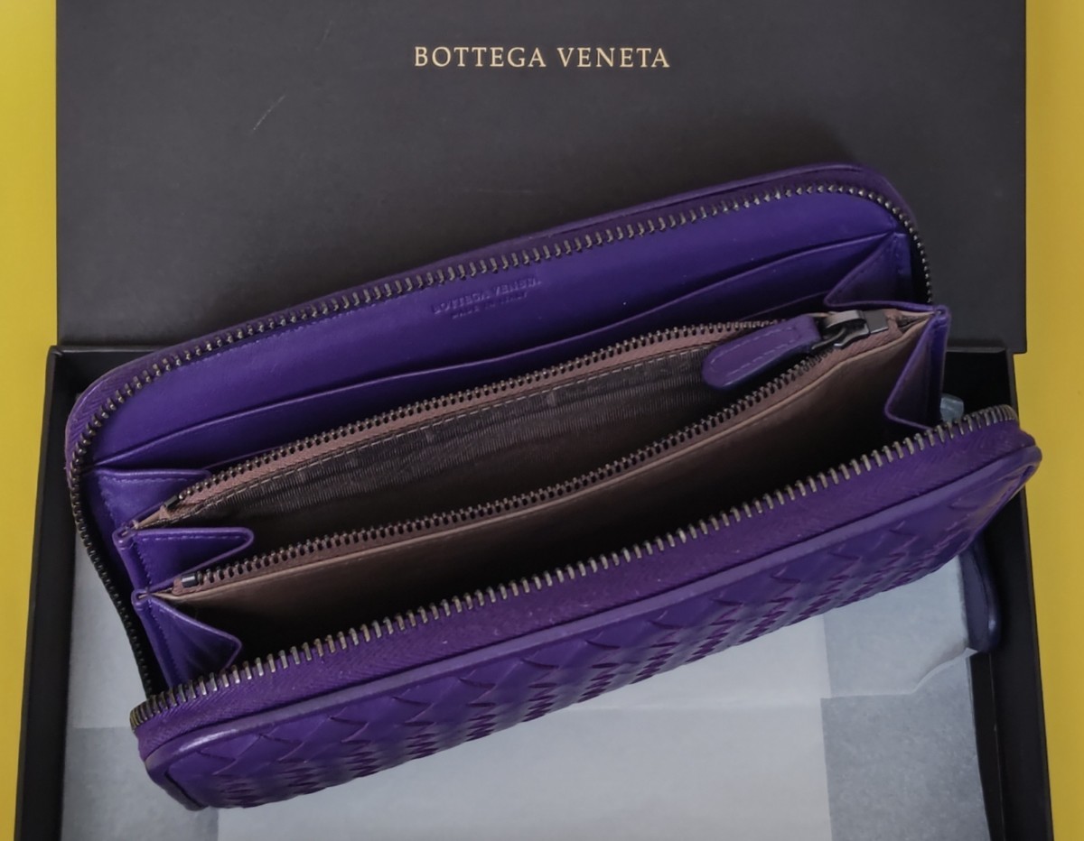 BOTTEGAVENETA ボッテガヴェネタ　 イントレチャート長財布 ラウンドファスナー 男女兼用 パープル_画像6