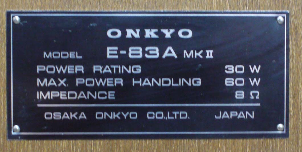  原文:ONKYO オンキョー　３ウェイ・スピーカーシステム　E-83A　MKⅡ（１組）