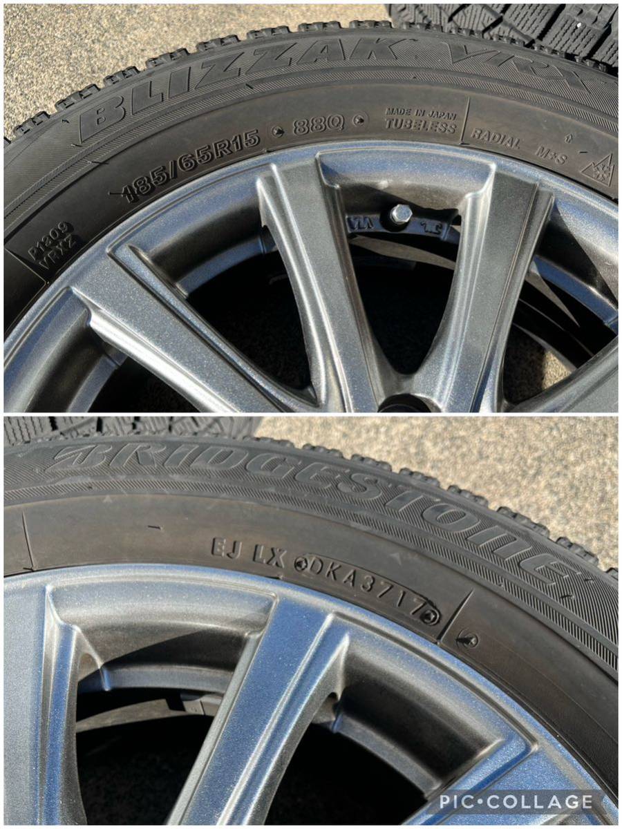 FR◆ ブリヂストン ブリザック VRX 185/65R15 88Q 2017年製 / claire 15×5 1/2J スタッドレス タイヤ ホイール 4本セット 4穴 15インチ _画像6