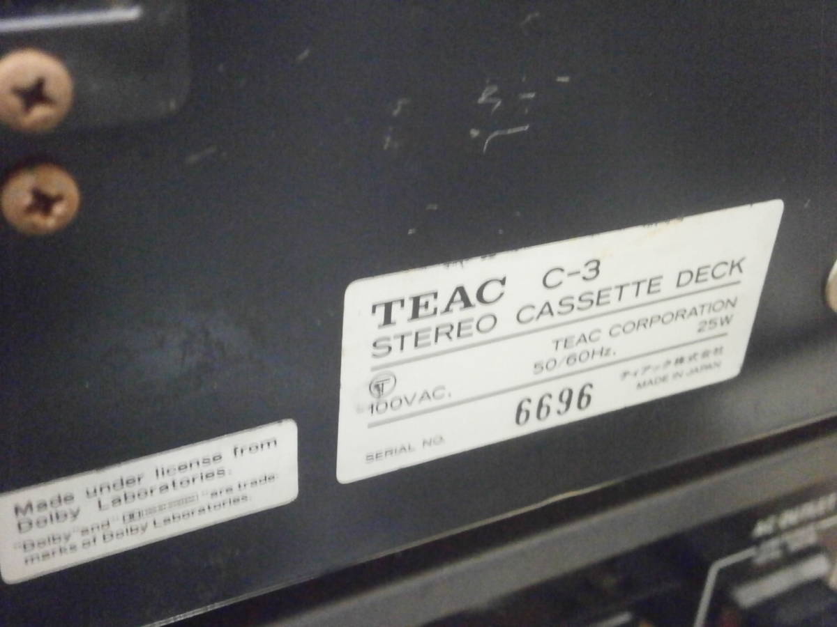 TEAC MODEL C-3 カセットデッキ　綺麗　ヘッドクリーニング・消磁メンテ_画像7