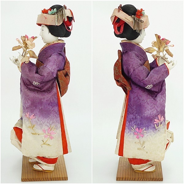 S1 衣装人形 花持人形 花嫁人形 日本人形 時代人形 郷土玩具 高さ22.7cm 骨董 アンティーク