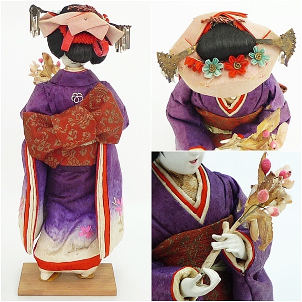S1 衣装人形 花持人形 花嫁人形 日本人形 時代人形 郷土玩具 高さ22.7cm 骨董 アンティーク