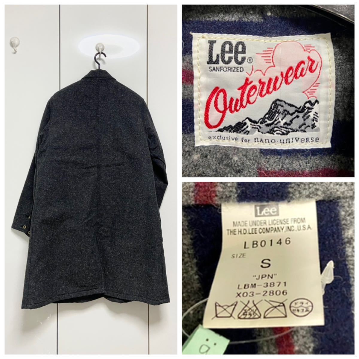 美品 ナノユニバース Lee 別注 ブランケット サービスコート 定価28600円 S IBlanket ServiceCoat_画像3