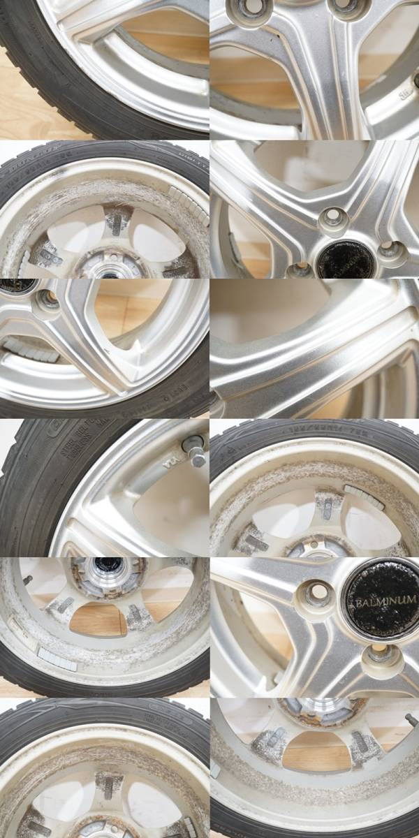 前ダ:【14インチ】タイヤ付きホイール4本セット BALMINUM 14×4.5J 4穴/DUNLOP WINTER MAXX WM01 155/65R14 75Q スタッドレス ★送料無料★の画像7