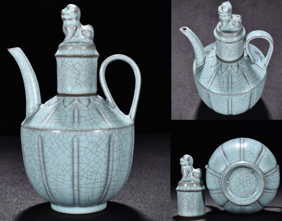 年末のプロモーション大特価! 多寶屋】BM103□古美術品!宋時代 汝窯 唐物 水注 天藍釉開方紋 宋