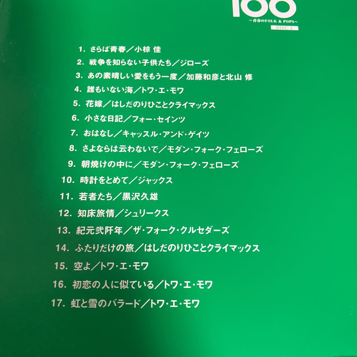 ベストフォーク100 青春のFOLK&POPS 6CD 送料無料☆アリス　松山千春　さだまさし　甲斐バンド　南こうせつ　イルカ　グレープチューリップ_画像3