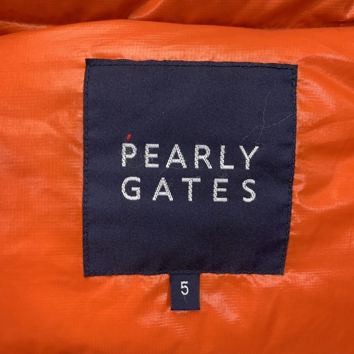 パーリーゲイツ『極暖の一着』PEALY GATES ダウンジャケット 2way ダウンジャケット 5 L相当 PGロゴ ナイロン オレンジ_画像8