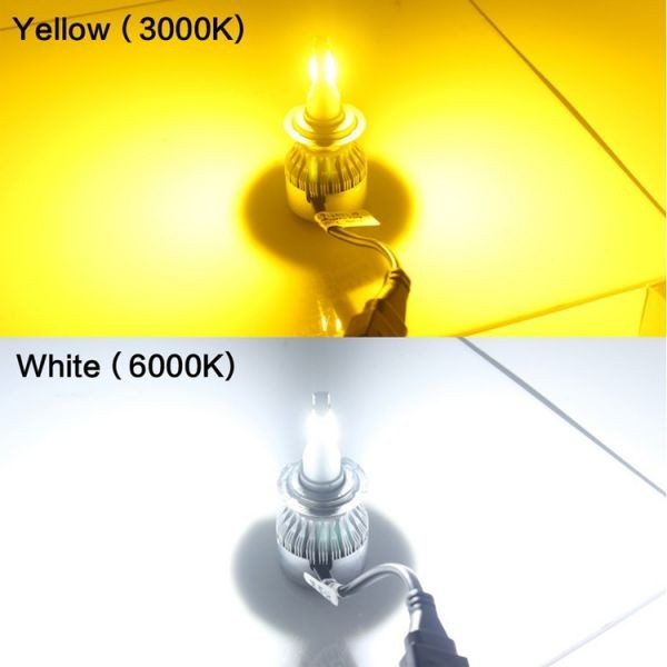 ２色切替え LEDヘッドライト 8000ルーメン フォグランプ ホワイト/イエロー H4 Hi/Lo/H8/H11/H16 3000k/6500k 2本セット WD67_画像3