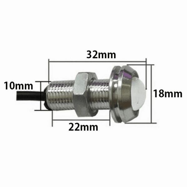 12V 18mm COB 防水 デイライト スポットライト ボルト固定 丸型 埋め込み 強力 グリーン 発光 シルバーボディ 10個 セット WD124の画像6