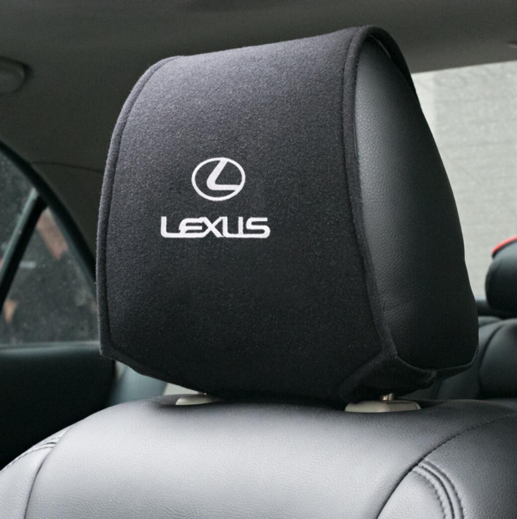 新品 レクサス 車のヘッドレストカバー 専用車ロゴ シートヘッド枕カバー プロテクター ネックピローカバー アクセサリー 2点セット_画像1