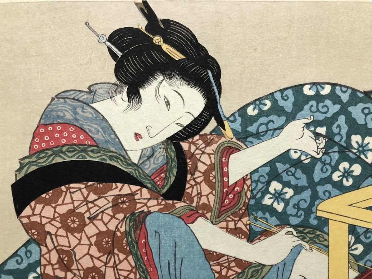木版画 渓斎英泉【炬燵の中】昭和期 復刻版 本物保証 □ 浮世絵 木版画 渓斎英泉【炬燵の中】昭和期 復刻版 本物保証 □ 浮世絵