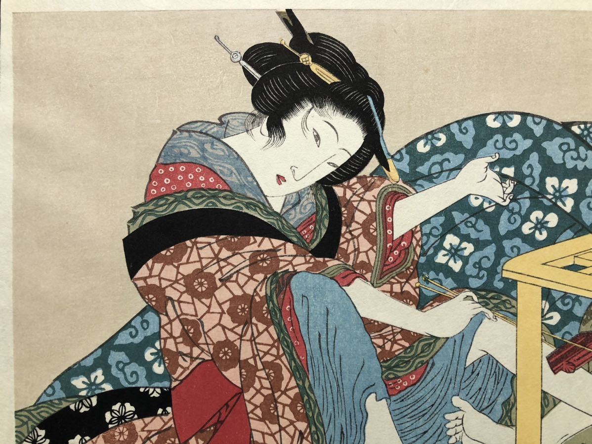 木版画 渓斎英泉【炬燵の中】昭和期 復刻版 本物保証 □ 浮世絵 木版画 渓斎英泉【炬燵の中】昭和期 復刻版 本物保証 □ 浮世絵