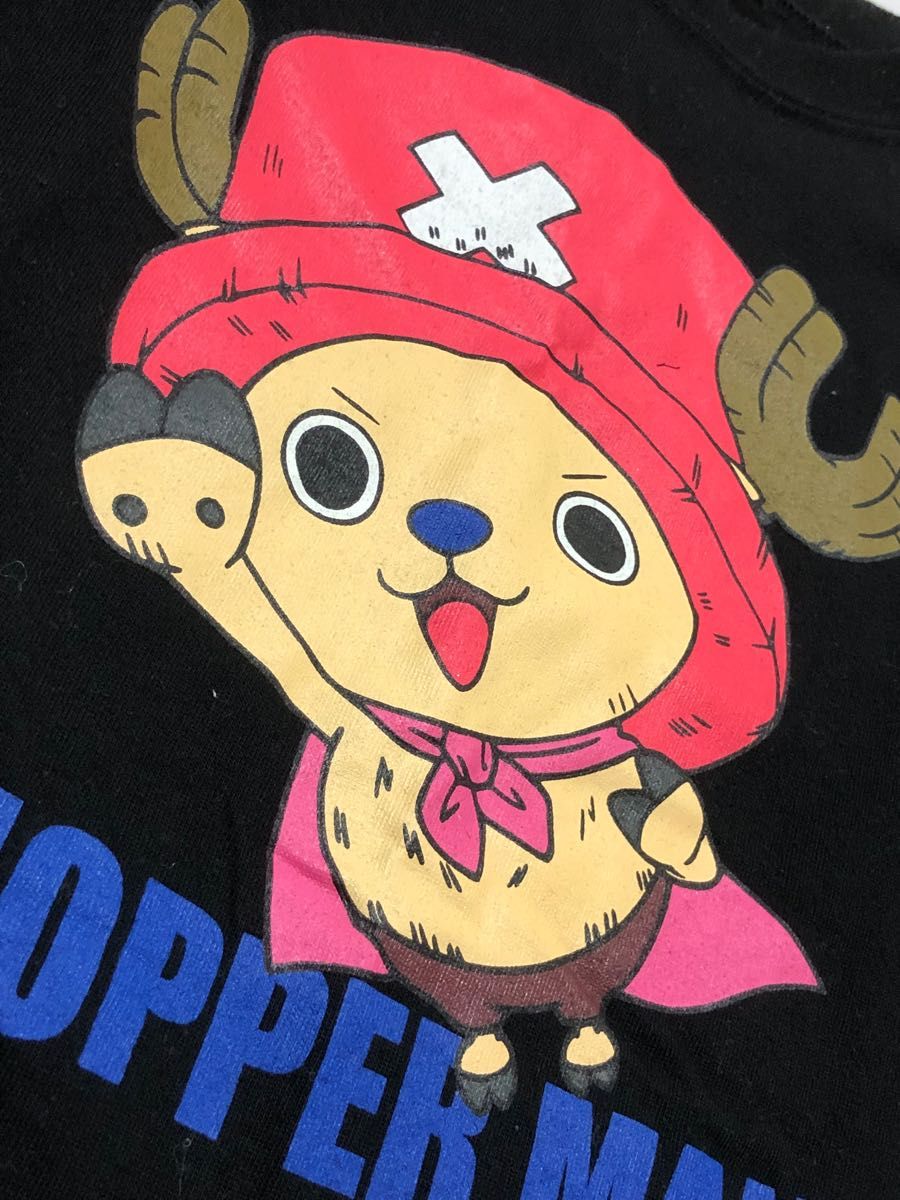 【サイズ100】男女兼用　ワンピースONEPIECE　チョッパー長袖Tシャツ　黒／8090長袖シャツ男の子女の子ロンT