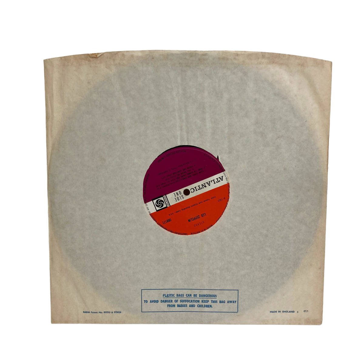 UK record Led Zeppelin UK \'69 Atlantic 588171 Warner Bros./7 Arts. Jewel Music\' in two lines (labels) record LP original 