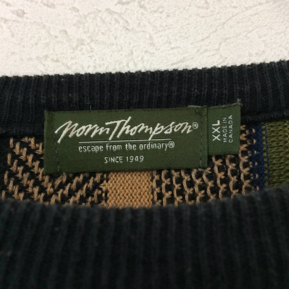 ビンテージ　ノームトンプソン　カナダ製　コットン　ニット　セーター　デザイン　231114_画像3