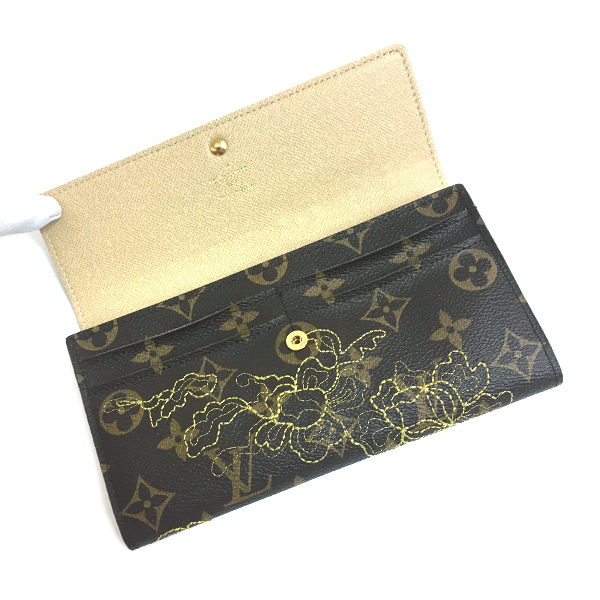 [中古] ルイヴィトン モノグラム・ダンテェル ポルトフォイユ・サラ M95389 長財布 刺繍 ボタン開閉 LOUIS VUITTON LV_画像4