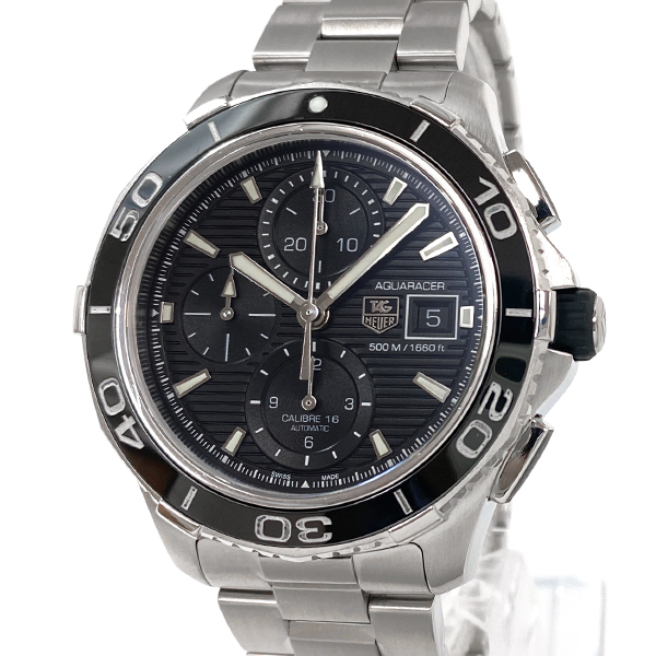 [ used ] TAG Heuer Aquaracer kyali bar 16 CAK2110.BA0833 self-winding watch stainless steel chronograph black 43mm TAG HEUER