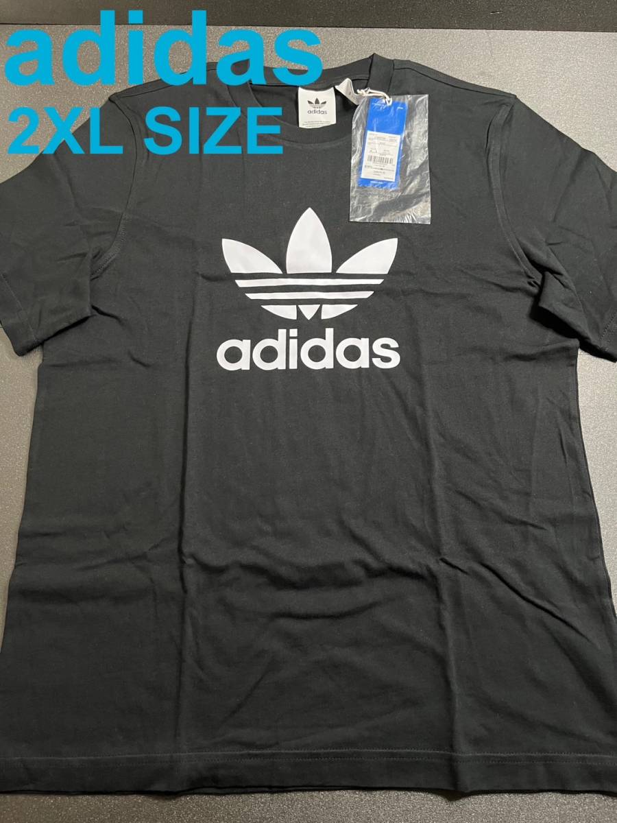 新品 2XL size adidas original アディダス オリジナルス ロゴ Tシャツ 黒 白 CW0709_画像1