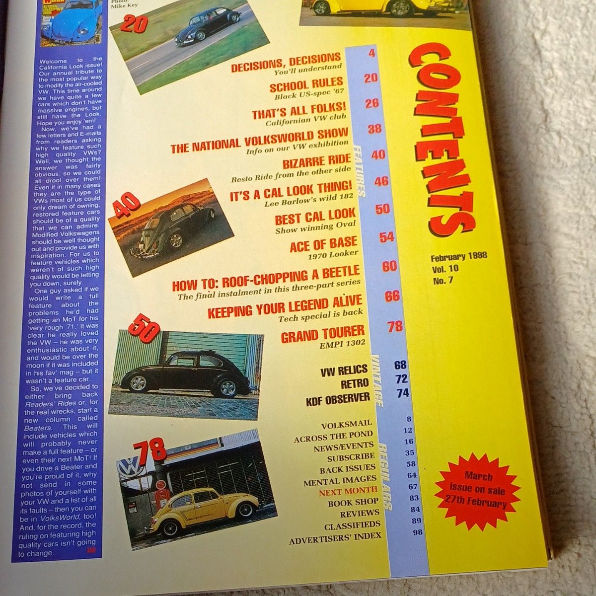 VOLKS WORLD 1998 マガジン 五冊セット