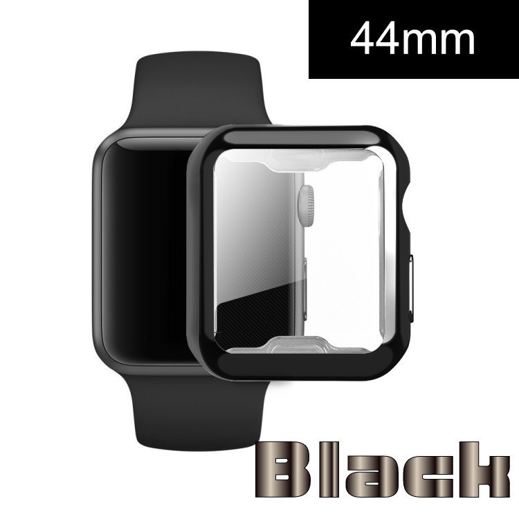 アップルウォッチ カバー Apple Watch 44mm TPU ブラック Series6 カバー Black SeriesSE Series5 Series4 ケース 軽量 耐衝撃 全面保護_画像1