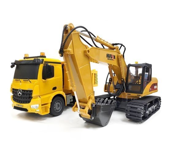 [. bargain set ]2.4GHz 1/14 large power shovel radio-controller |2.4GHz 1/20 Mercedes Benz AROCS(aroks) dump car 2 kind set 