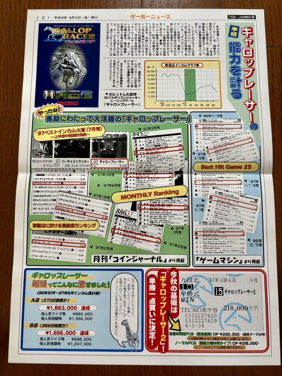  leaflet gyarop Racer 2 arcade pamphlet catalog Flyer 