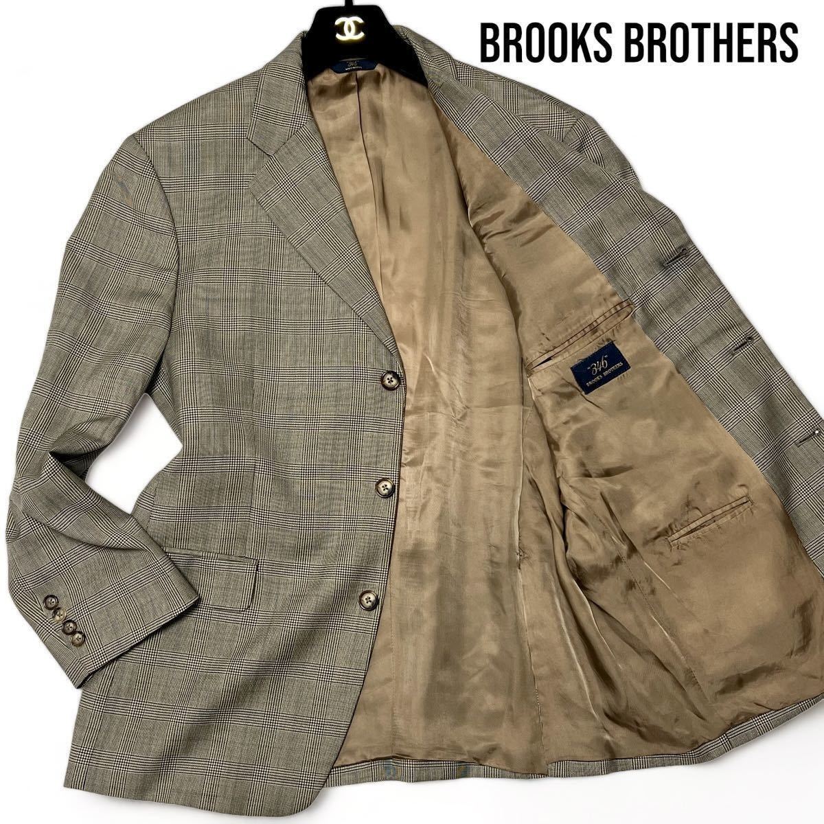 美麗品◎42Sサイズ!!ブルックスブラザーズ【紳士の佇まい】BROOKS BROTHERS チェック テーラードジャケット ウール100% 光沢感◎メンズ_画像1