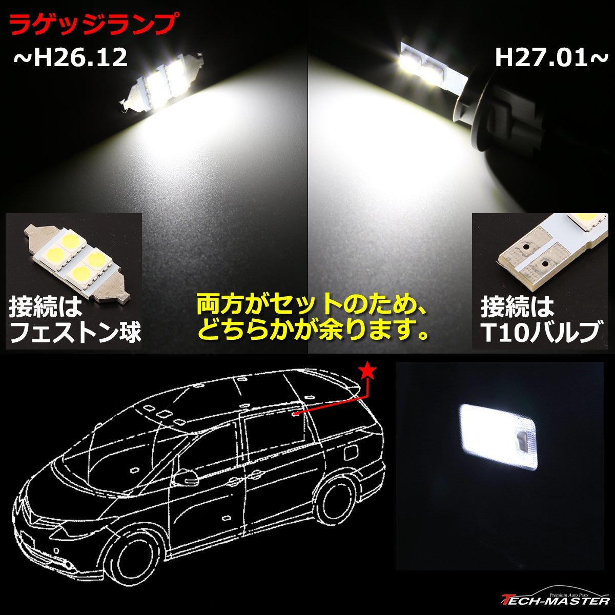 爆光 SMD LEDルームランプ 50系 エスティマ 20系 ハイブリッド ホワイト 室内灯 GSR50 GSR55 ACR50 ACR55 AHR20 JUST FIT TYPE RZ252_画像7