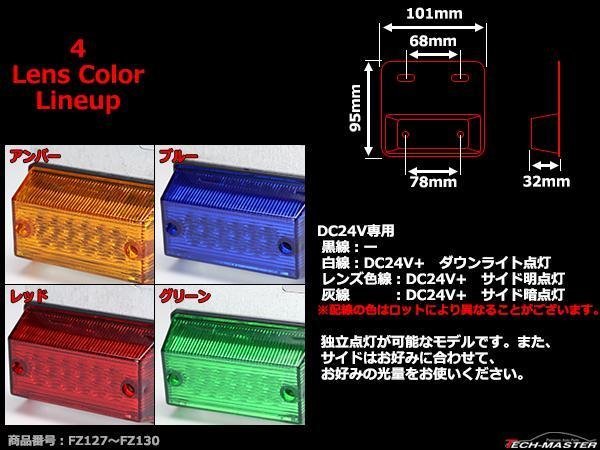 24V LEDサイドマーカーランプ 角型 ダウンライト ブルー FZ129_画像2