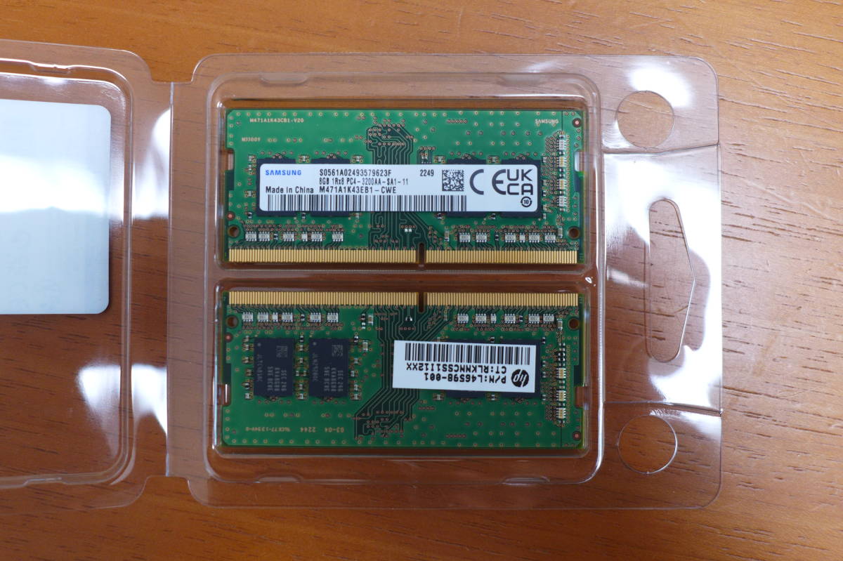 Samsung ノートパソコン用 メモリ DDR4-3200 PC4-25600 8GB L46598-001 x2枚_画像1