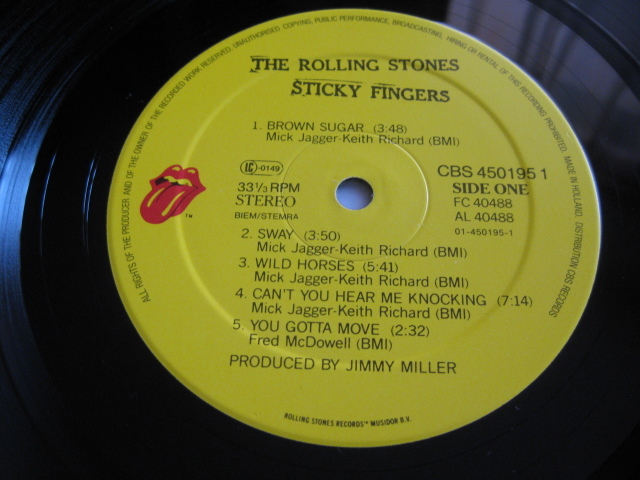 ★☆★ROLLING STONES♪STICKY FINGERS★Rolling Stones CBS 450195 1A1/1B1★Holland orig盤LP★☆★_画像5