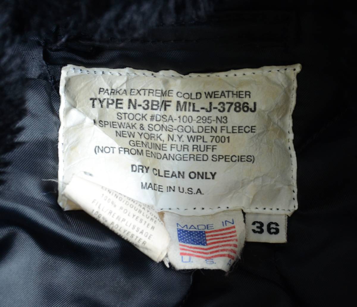 USA производства Spiewak SPIEWAK Titan Cross N-3B "куртка пилота" натуральный мех size 36 чёрный 