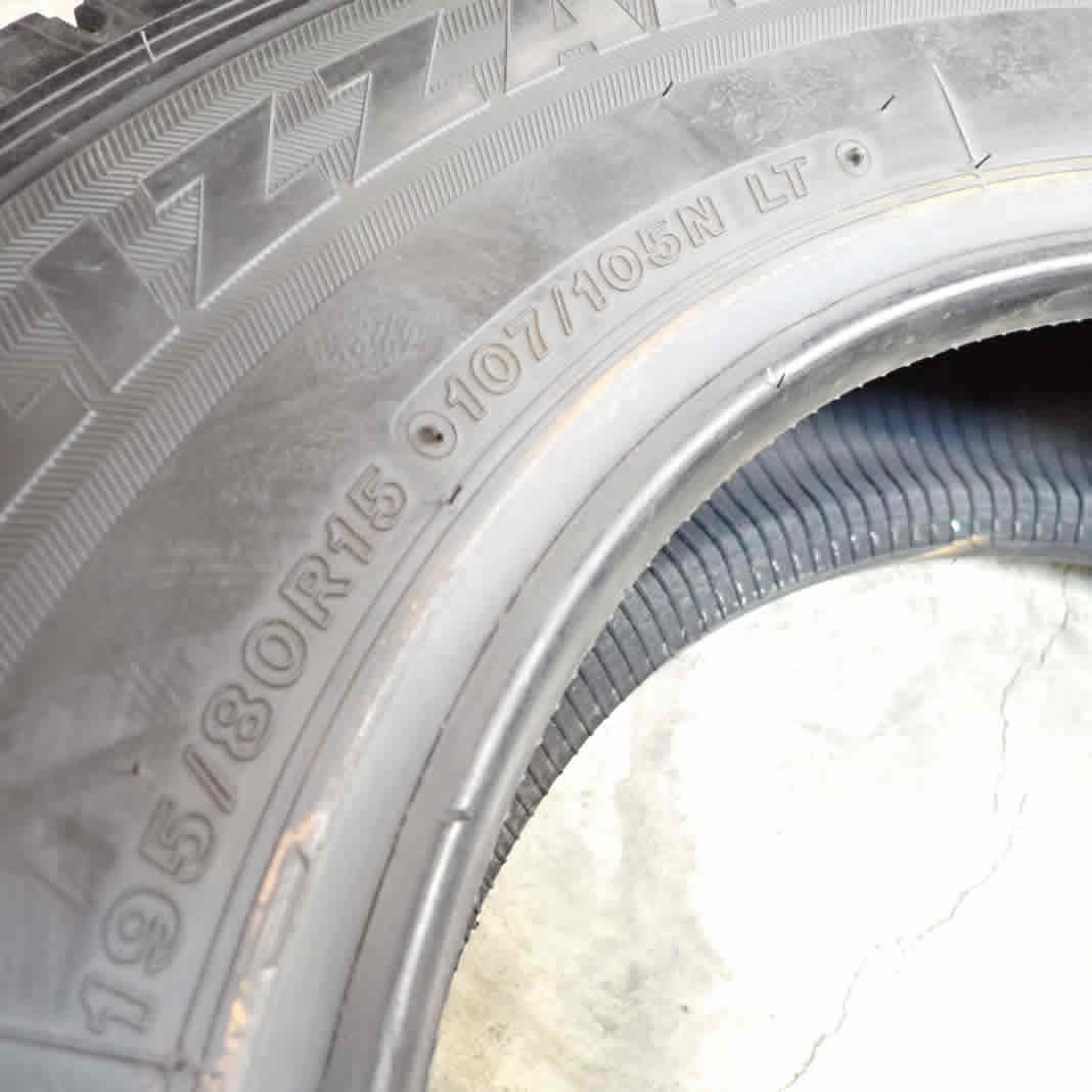 冬4本SET 会社宛 送料無料 195/80R15 107/105 LT ブリヂストン ブリザック VL10 2022年製 キャラバン 200系 ハイエース 貨物 特価 NO,E6728_画像6