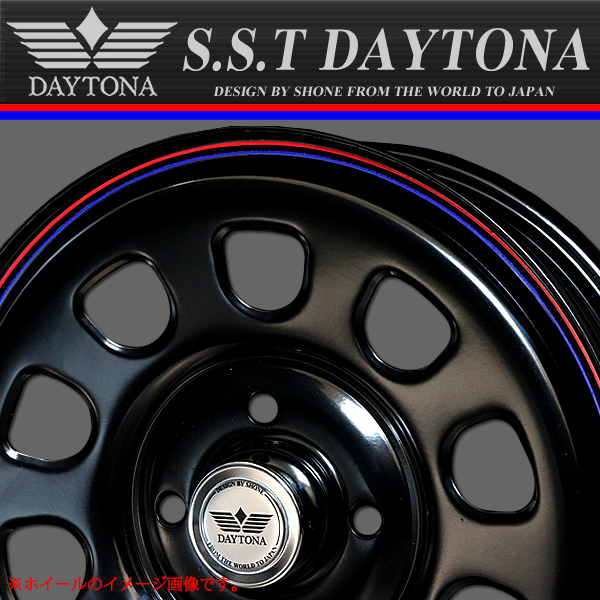 新品 4本価格 会社宛 送料無料 16×7J 5穴 PCD114.3mm +35 SHONE SST DAYTONA ブラック 赤青ライン デリカD5 センターキャップ付 NO,SH401_画像5