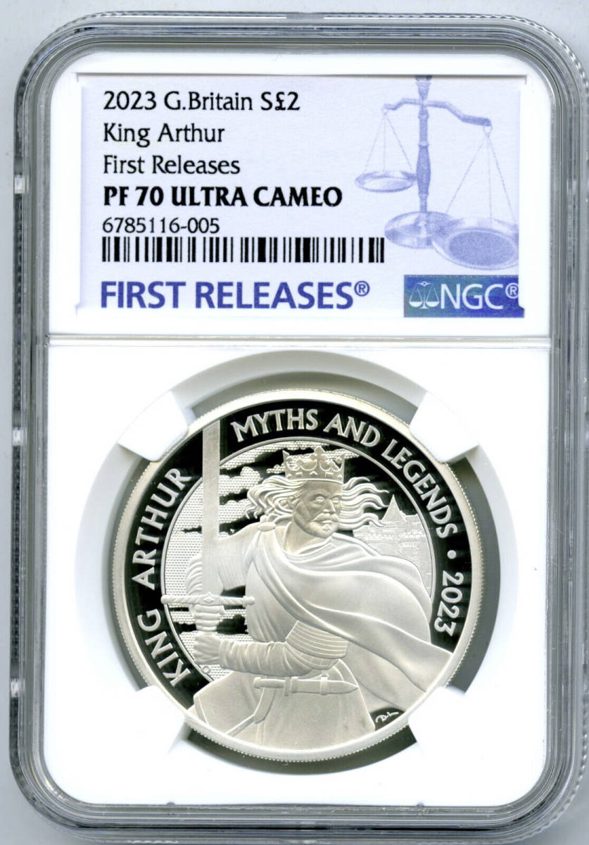 【安全資産】 英国 2023年 英国神話と伝説 アーサー王 2ポンド 銀貨 NGC PF 70 UC FR シルバー　コイン_画像5