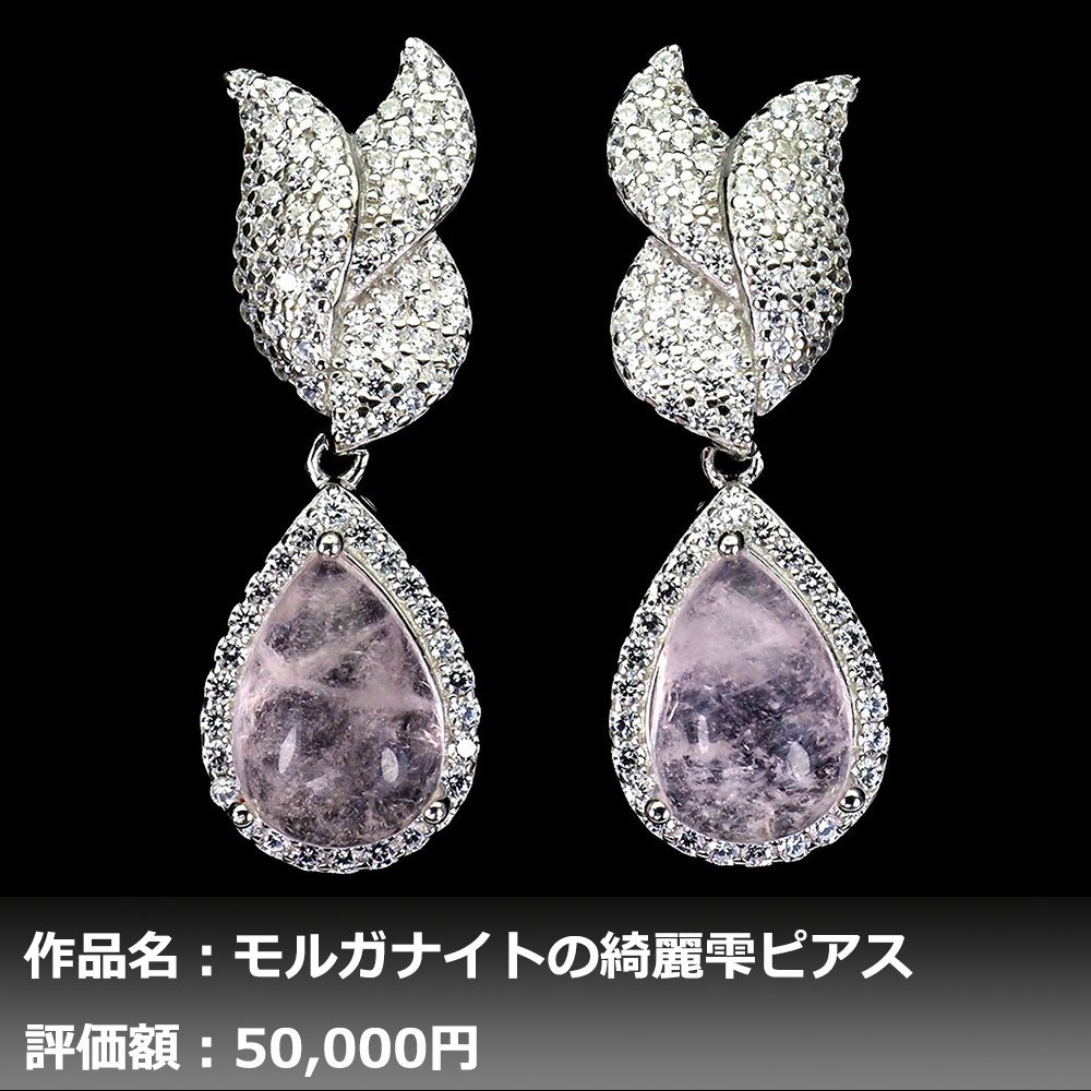 【1円新品】イケゾエガレ｜7.00ct 天然モルガナイト（ピンクエメラルド） ダイヤモンド K14WG仕上ピアス｜作家モノ｜本物保証｜NGL鑑別対応_画像1