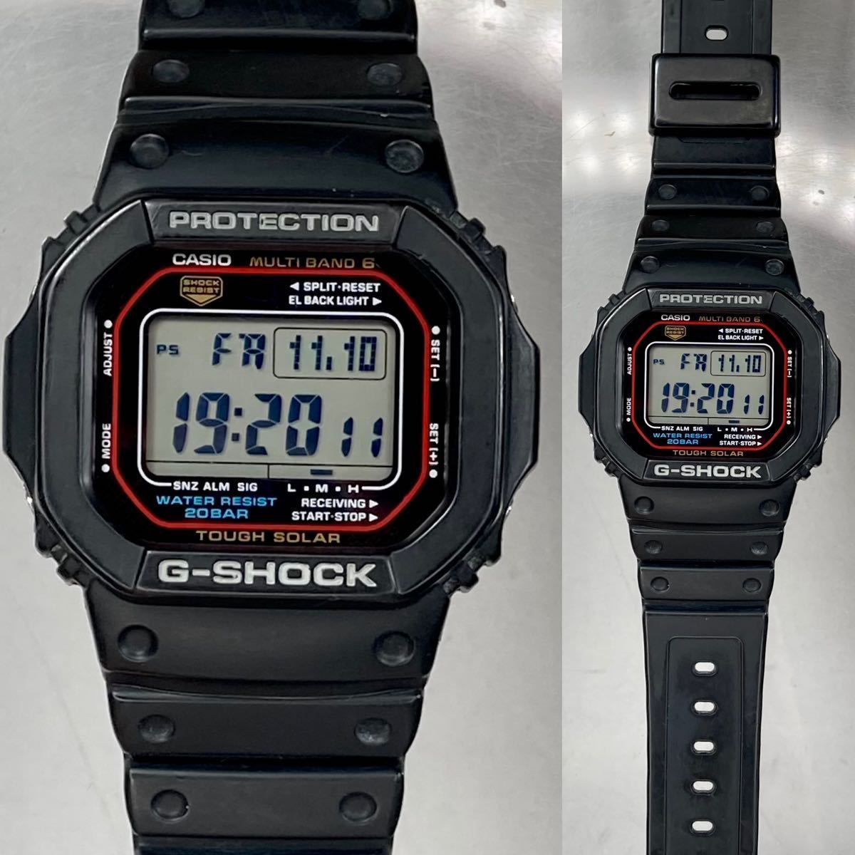 美品 CASIO G-SHOCK GW-M5610-1JF タフソーラー 電波受信 電波ソーラー マルチバンド6 スクウェア ブラック レッド スピード オリジン_画像3