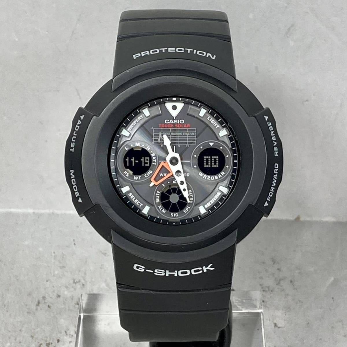 美品 CASIO G-SHOCK AWG-500J-1AJF タフソーラー 電波受信 電波ソーラー アナログ/デシタル アナデジ ブラック ホワイト グラフ_画像5